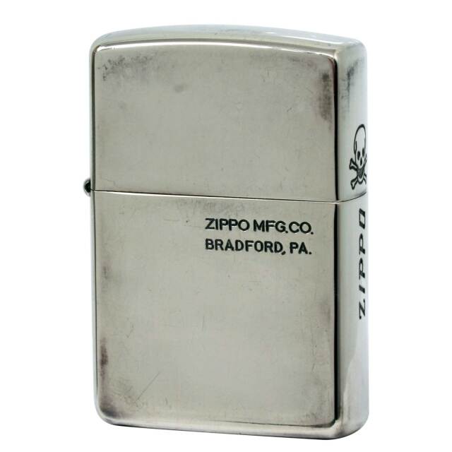 絶版/ヴィンテージ Zippo ジッポー 中古 1997年製造 ＃銀チタン サイド ドクロ  [C]使用感あり傷汚れあり