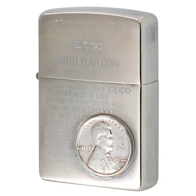 絶版/ヴィンテージ Zippo ジッポー 中古 2006年製造 BIRTH YEAR COIN バースデーコイン 1960年 1セントコイン  [A]使用感少なく状態が良い