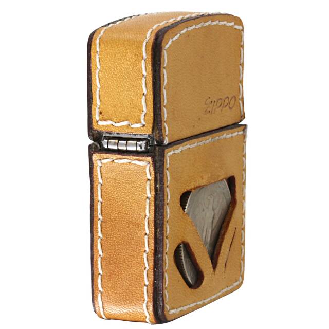 絶版/ヴィンテージ Zippo ジッポー 中古 1992年製造革巻き 25セント