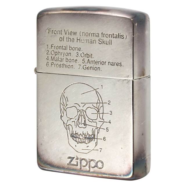 絶版/ヴィンテージ Zippo ジッポー 中古 1993年製造 頭蓋骨正面図 Human Skull スカル ドクロ  [C]使用感あり傷汚れあり
