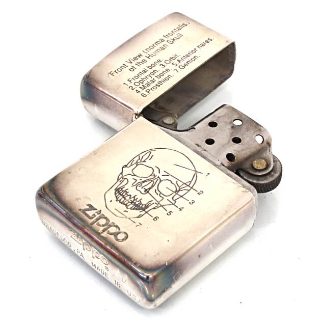 絶版/ヴィンテージ Zippo ジッポー 中古 1993年製造頭蓋骨正面図 Human