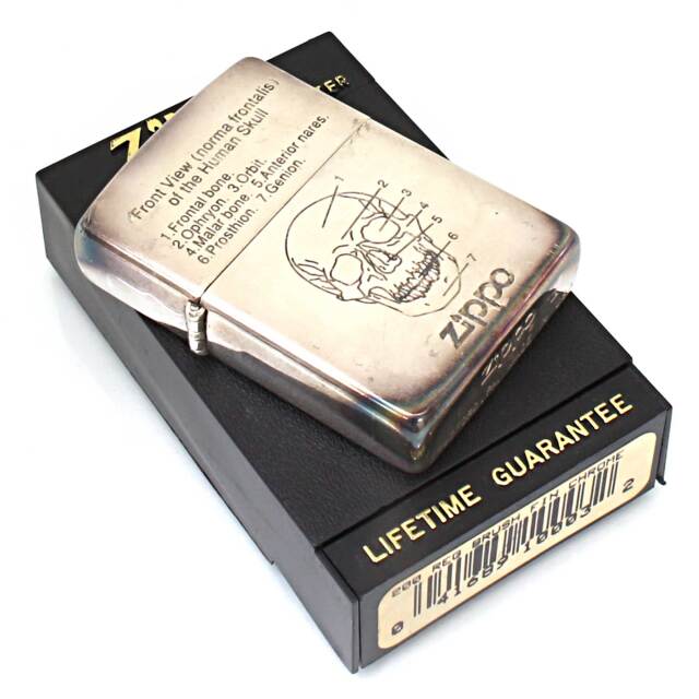 絶版/ヴィンテージ Zippo ジッポー 中古 1993年製造頭蓋骨正面図 Human