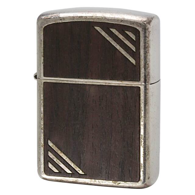 絶版/ヴィンテージ Zippo ジッポー 中古 2016年製造 アーマー ウッド  コーナライン  [B]使用感ありやや傷汚れあり