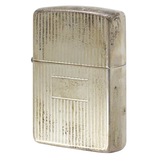絶版/ヴィンテージ Zippo ジッポー 中古 1999年製造 純銀 スターリングシルバー エンジンタン ストライプ  [C]使用感あり傷汚れあり