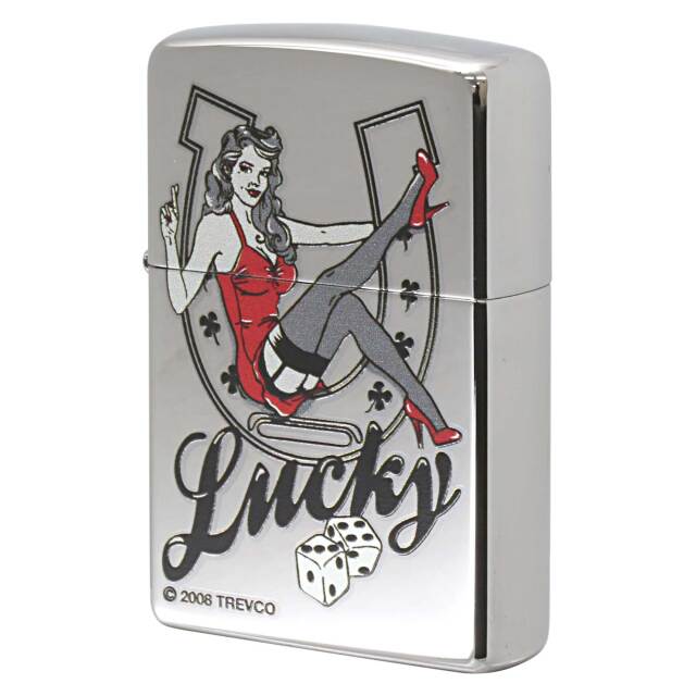絶版/ヴィンテージ Zippo ジッポー 中古 2012年製造 Lucky Pin-up Lucky Horseshoe ピンナップ・ガール ホースシュー ZCI004997  [N]未使用・新品