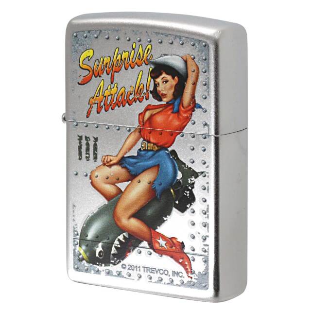 絶版/ヴィンテージ Zippo ジッポー 中古 2013年製造 Surprise Attack Pin Up Girl ノーズアート ピンナップ・ガール 7291  [N]未使用・新品