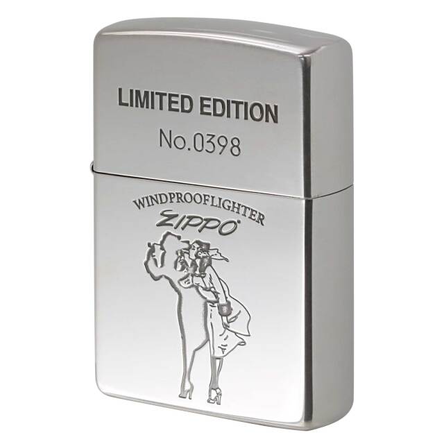 絶版/ヴィンテージ Zippo ジッポー 中古 2024年製造 プラチナ ウインディー シリアルナンバー入り No.398  [N]未使用・新品