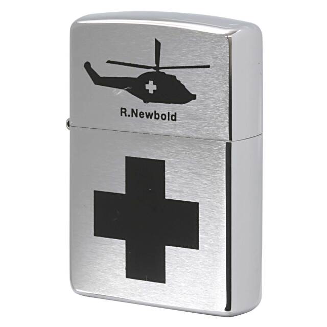 絶版/ヴィンテージ Zippo ジッポー 中古 1999年製造 ZIPPO R.Newbold アールニューボールド ヘリコプターと赤十字  [A]使用感少なく状態が良い