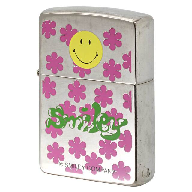 絶版/ヴィンテージ Zippo ジッポー 中古 2001年製造 SMILEY COMPANY スマイリー 花柄  [B]使用感ありやや傷汚れあり