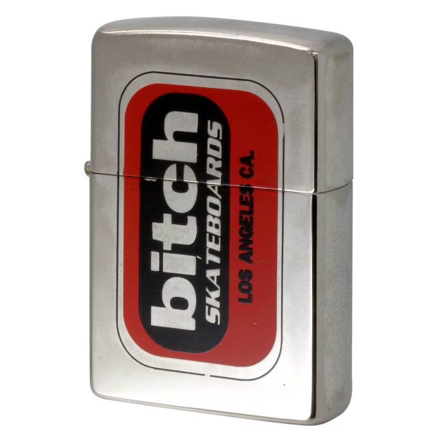 絶版/ヴィンテージ Zippo ジッポー 中古 1996年製造 bitch スケートボード レッド  [C]使用感あり傷汚れあり