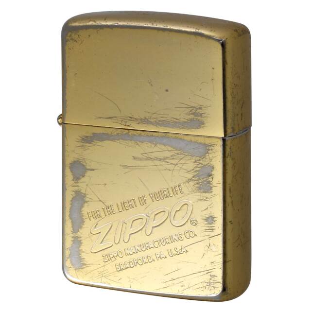 絶版/ヴィンテージ Zippo ジッポー 中古 1987年製造 ZIPPO LOGO 1955-1979年使用 ジッポ ロゴ クラッシックロゴ 金メッキ  [C]使用感あり傷汚れあり