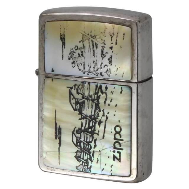 絶版/ヴィンテージ Zippo ジッポー 中古 1991年製造 シェル貼りプレート 風景画  [C]使用感あり傷汚れあり