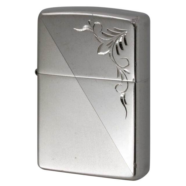 絶版/ヴィンテージ Zippo ジッポー 中古 2004年製造 Hair Line & Hand Cut Platinum Plate ヘアラインハンドカット プラチニュームプレート PT-HLHC  [A]使用感少なく状態が良い