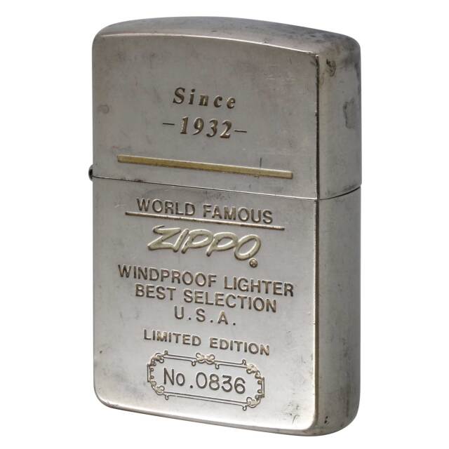 絶版/ヴィンテージ Zippo ジッポー 中古 1991年製造 BEST SELECTION WORLD FAMOUS シリアル番号 No.0836  [C]使用感あり傷汚れあり