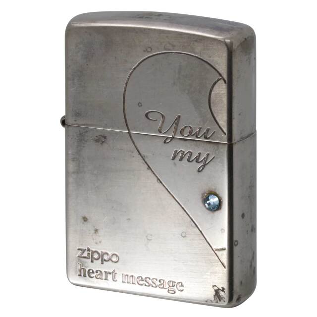 絶版/ヴィンテージ Zippo ジッポー 中古 2004年製造 Heart Message Pair ハートメッセージペア 片方  [C]使用感あり傷汚れあり