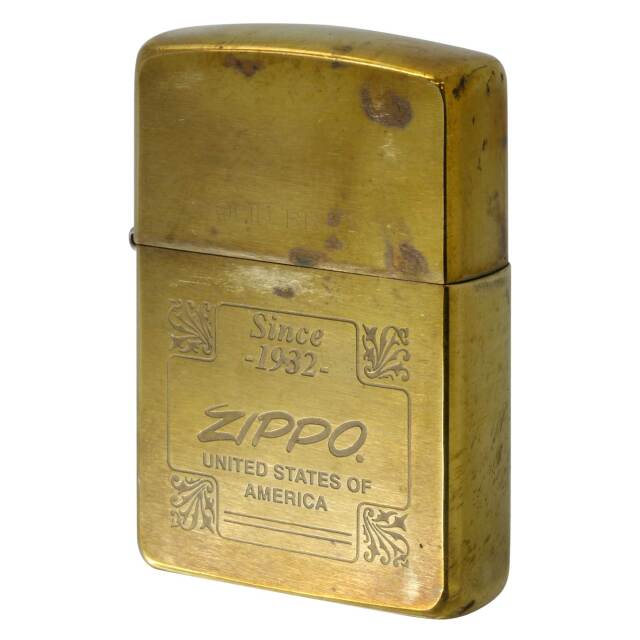 絶版/ヴィンテージ Zippo ジッポー 中古 1996年製造 ZIPPO LOGO SOLID BRASS ジッポ ロゴ入り No.204  [C]使用感あり傷汚れあり