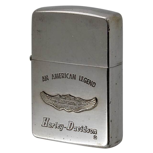 絶版/ヴィンテージ Zippo ジッポー 中古 1990年製造 Harley Davidson ハーレーダビッドソン ロゴメタル  [C]使用感あり傷汚れあり