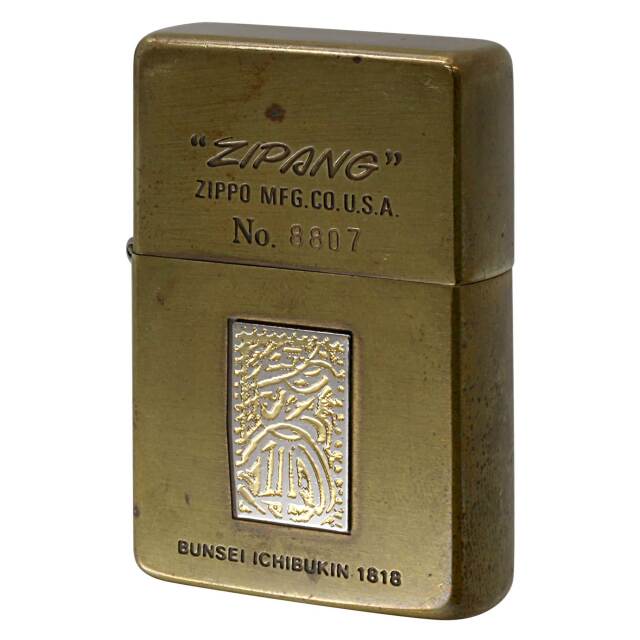 絶版/ヴィンテージ Zippo ジッポー 中古 1989年製造 ZIPANG 文政一分金 BUNSEI ICHIBUKIN 1818 フラットトップ No.8807  [C]使用感あり傷汚れあり