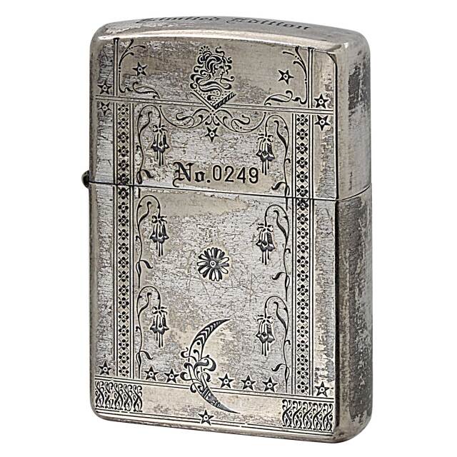 絶版/ヴィンテージ Zippo ジッポー 中古 2002年製造 アラベスク柄 花と月 Limited Edition シリアルナンバー入り No.249  [C]使用感あり傷汚れあり