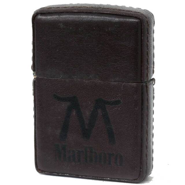 絶版/ヴィンテージ Zippo ジッポー 中古 製造年不明 Marlboro マルボロ 革巻き  [C]使用感あり傷汚れあり