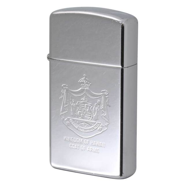 絶版/ヴィンテージ Zippo ジッポー 中古 1997年製造 Kingdom of Hawaii Coat of Arms ハワイ王国 国章 スリムタイプ  [C]使用感あり傷汚れあり