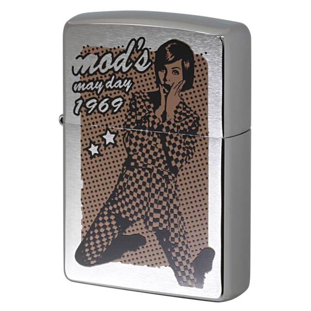 絶版/ヴィンテージ Zippo ジッポー 中古 2008年製造 mod's May Day 1969 チェック ガール  [A]使用感少なく状態が良い