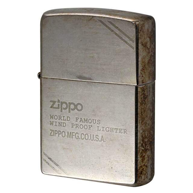 絶版/ヴィンテージ Zippo ジッポー 中古 1992年製造 WORLD FAMOS ZIPPO ダイアゴナルラン  [C]使用感あり傷汚れあり