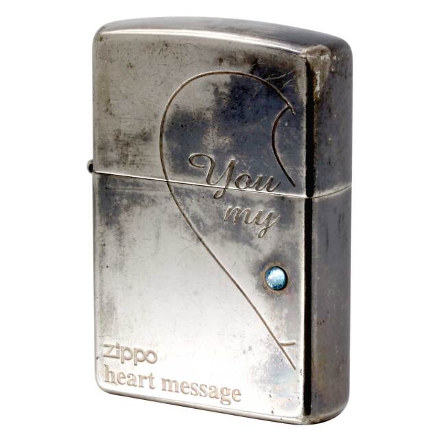 絶版/ヴィンテージ Zippo ジッポー 中古 2006年製造 Heart Message Pair ハートメッセージペアの片方  [C]使用感あり傷汚れあり