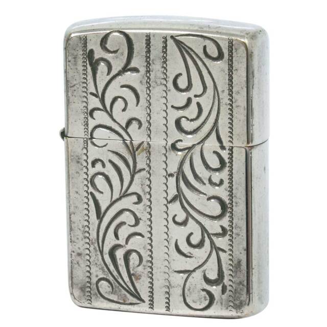 絶版/ヴィンテージ Zippo ジッポー 中古 1989年製造 両面 深彫り アラベスク  [C]使用感あり傷汚れあり