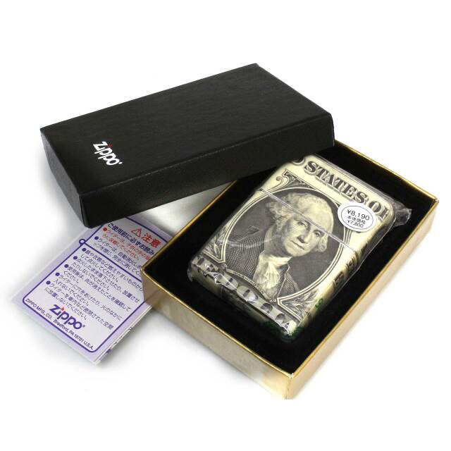 絶版/ヴィンテージ Zippo ジッポー 中古 2005年製造1ドル紙幣巻き 全面
