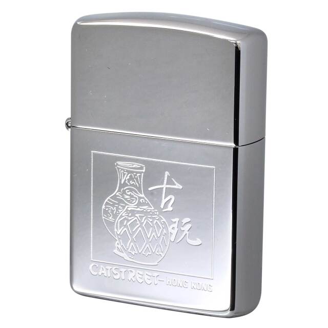 絶版/ヴィンテージ Zippo ジッポー 中古 1992年製造 HONG KONG 香港 CATSTREET 摩羅上街 古玩  [S]ほぼ新品同様