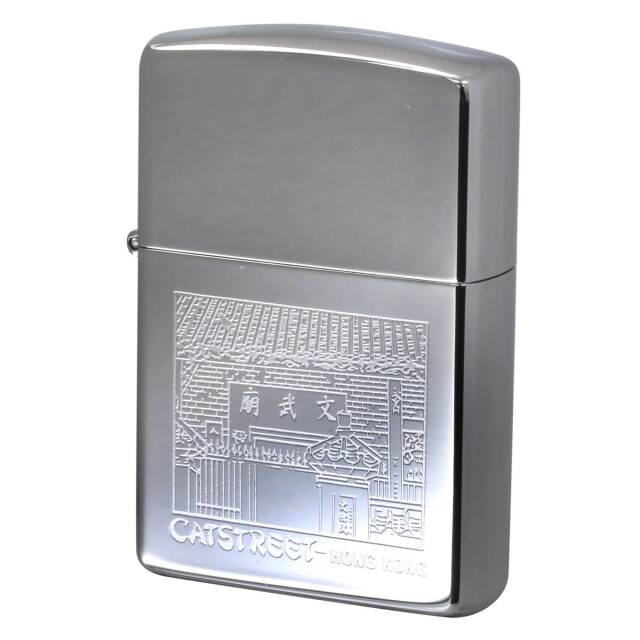 絶版/ヴィンテージ Zippo ジッポー 中古 1992年製造 HONG KONG 香港 CATSTREET 摩羅上街 文武廟  [S]ほぼ新品同様
