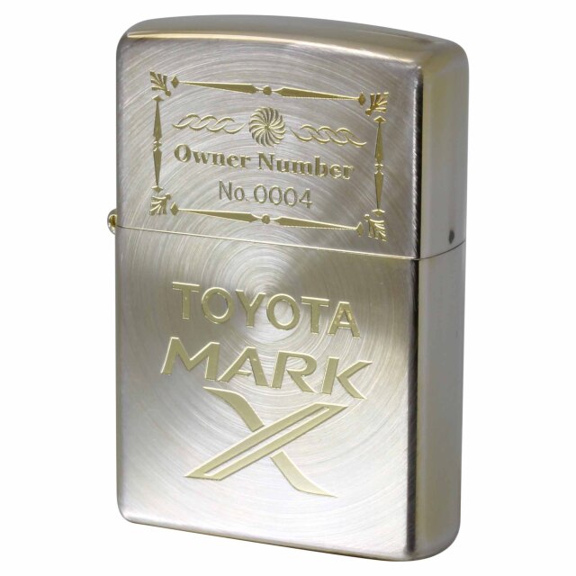 絶版/ヴィンテージ Zippo ジッポー 中古 2007年製造 限定名車シリーズ TOYOTA MARK X コンビメッキ GD No.0004  [S]ほぼ新品同様