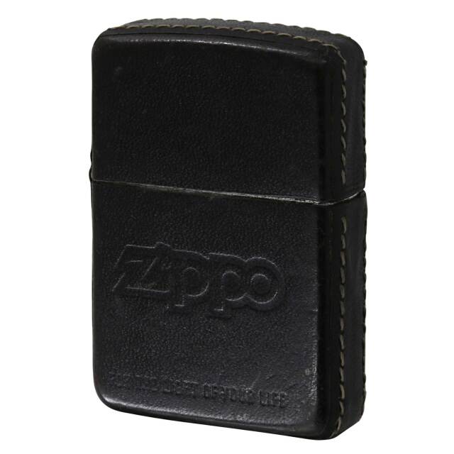 絶版/ヴィンテージ Zippo ジッポー 中古 1995年製造 革巻き ZIPPO LOGO ジッポ ロゴ ブラック  [B]使用感ありやや傷汚れあり