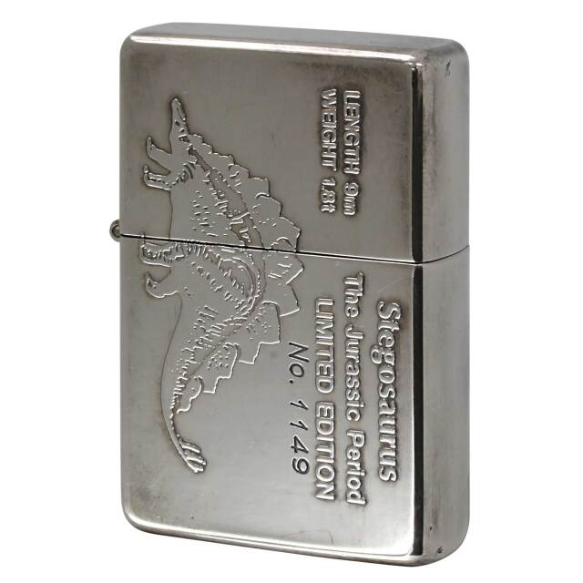 絶版/ヴィンテージ Zippo ジッポー 中古 1991年製造 1937レプリカ フラットトップ 限定 ステゴサウルス LIMITED EDITION The Jurassic Period Stegosaurus No.1149  [B]使用感ありやや傷汚れあり