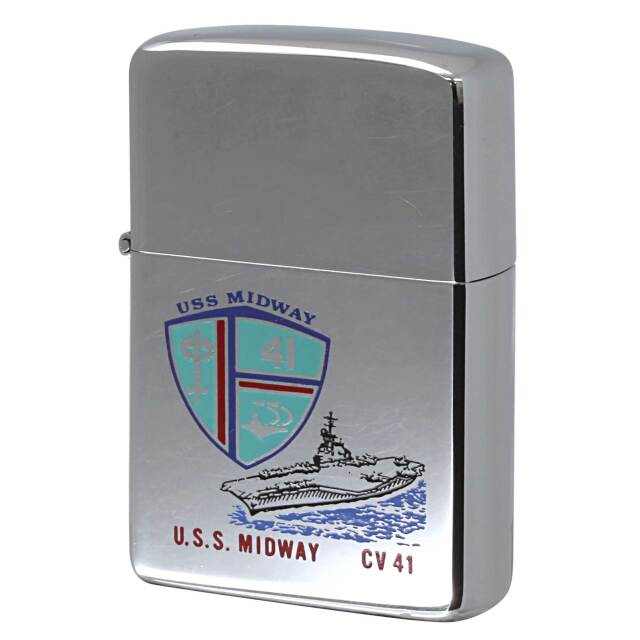 絶版/ヴィンテージ Zippo ジッポー 中古 1984年製造 U.S.S. MIDWAY CV41 ミッドウェイ級航空母艦  [C]使用感あり傷汚れあり