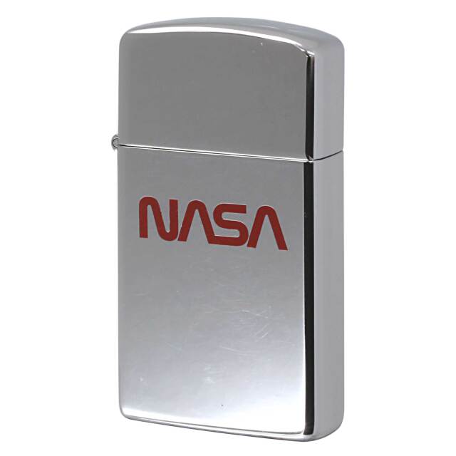 絶版/ヴィンテージ Zippo ジッポー 中古 1982年製造 NASA ロゴ スリム ハイポリッシュクローム  [B]使用感ありやや傷汚れあり