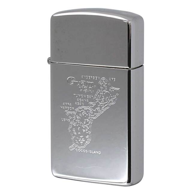 絶版/ヴィンテージ Zippo ジッポー 中古 1995年製造 U.S.A. Guam グアム 地図 スリム  [B]使用感ありやや傷汚れあり