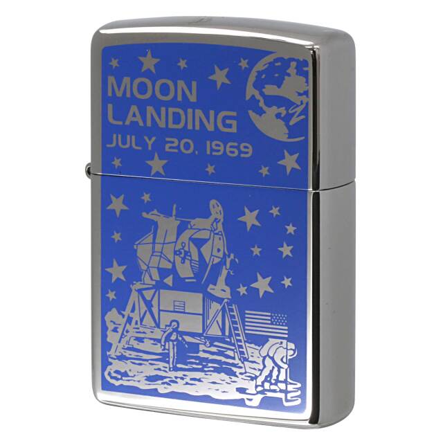 絶版/ヴィンテージ Zippo ジッポー 中古 2018年製造 250 MOONLANDING 98号 ルナ・ブルー  [N]未使用・新品