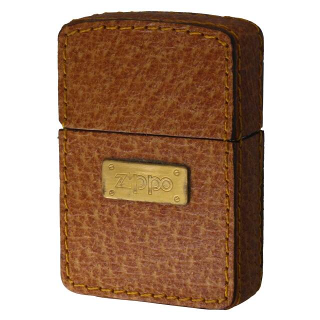 絶版/ヴィンテージ Zippo ジッポー 中古 1991年製造 革巻きZIPPO ロゴメタルプレート  [B]使用感ありやや傷汚れあり