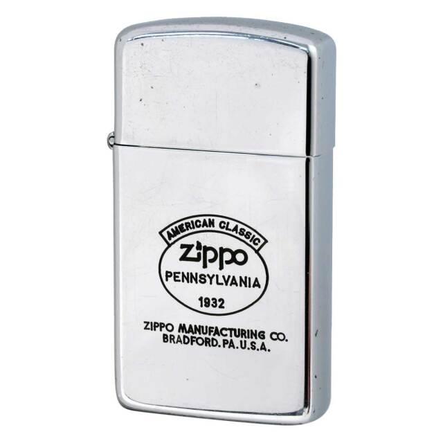 絶版/ヴィンテージ Zippo ジッポー 中古 1989年製造 SLIM ZIPPO LOGO  [C]使用感あり傷汚れあり