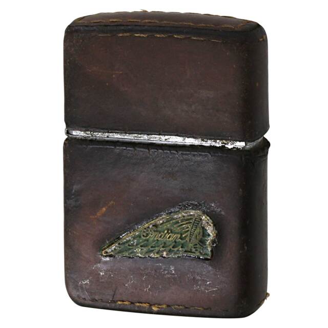 絶版/ヴィンテージ Zippo ジッポー 中古 1990年代製造 Indian Motorcycle インディアン モーターサイクル 革巻き  [D]傷汚れがあり使用に難あり