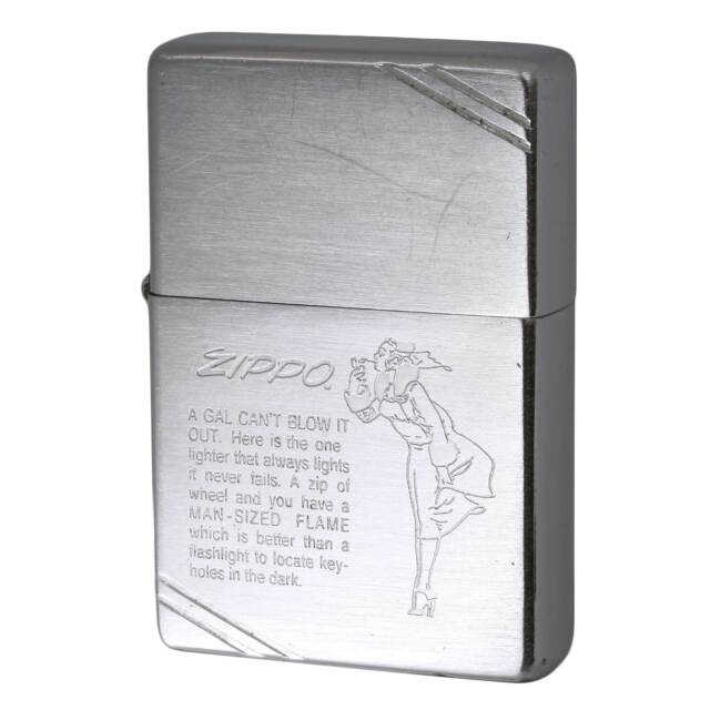絶版/ヴィンテージ Zippo ジッポー 中古 2001年製造 1937レプリカ  ダイヤゴナル Windy ウィンディー ガール  [B]使用感ありやや傷汚れあり