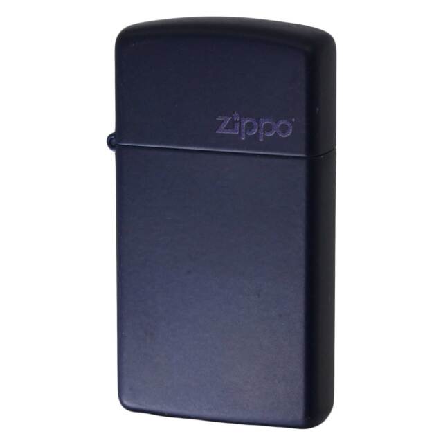 絶版/ヴィンテージ Zippo ジッポー 中古 2014年製造 ネイビーマット 1639ZL スリム  [B]使用感ありやや傷汚れあり
