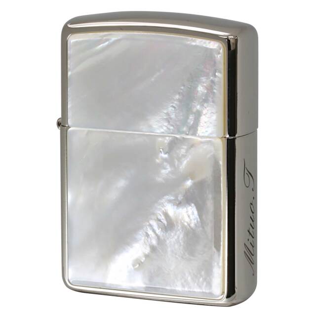 絶版/ヴィンテージ Zippo ジッポー 中古 2019年製造 アーマー Mother of Pearl SOLID MoP 白蝶貝 White Nickel  [S]ほぼ新品同様