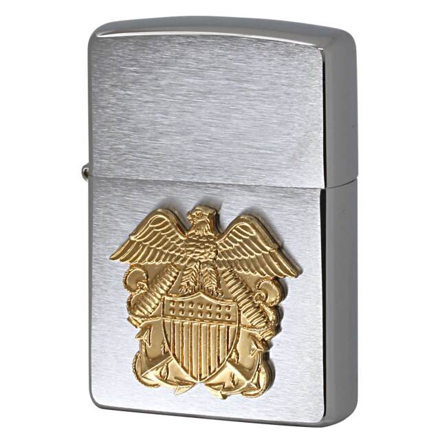 絶版/ヴィンテージ Zippo ジッポー 中古 2007年製造 アメリカ海軍 エンブレム 制帽用帽章 将校用 Navy Service Cap Device, Officer  [N]未使用・新品