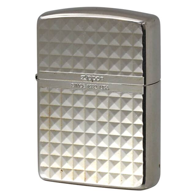 絶版/ヴィンテージ Zippo ジッポー 中古 2023年製造 アーマー スタンダード デザイン シルバー ダイヤカット 16SD-DD  [B]使用感ありやや傷汚れあり