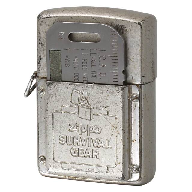 絶版/ヴィンテージ Zippo ジッポー 中古 1991年製造 SURVIVAL GEAR サバイバルツール付き バレル  [C]使用感あり傷汚れあり