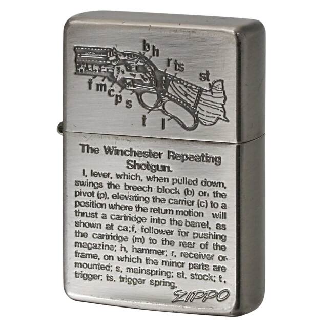 絶版/ヴィンテージ Zippo ジッポー 中古 1990年製造 1937レプリカ フラットトップ The Winchester Repeating Shotgun  [B]使用感ありやや傷汚れあり