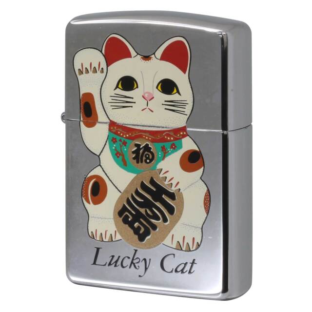 絶版/ヴィンテージ Zippo ジッポー 中古 1993年製造 Lucky Cat 招き猫 千万両  [S]ほぼ新品同様